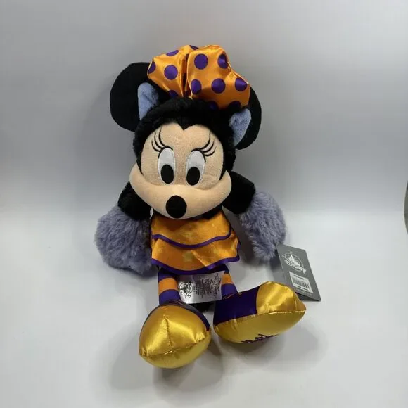Disneystore Halloween 2019 18” Werewolf Mickey Mouse and Cat Minnie Mouse Plush